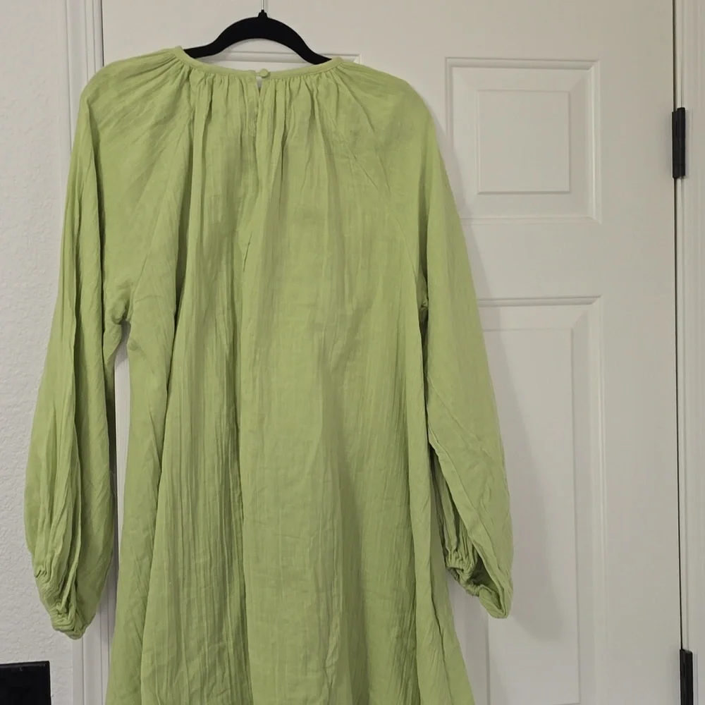 Asos Flowy Green Long Sleeve Dress Sz US 8 - Picture 4 of 8